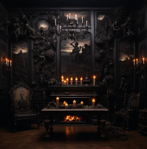 Gothic room in the dark with a dark Gothic room in the dark with a dark