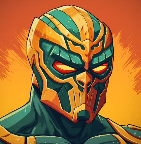 the luchador mask in a bright orange background