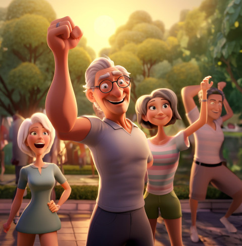 Aerobics class in the park gets people moving Aerobics class in the park gets people moving, fitness