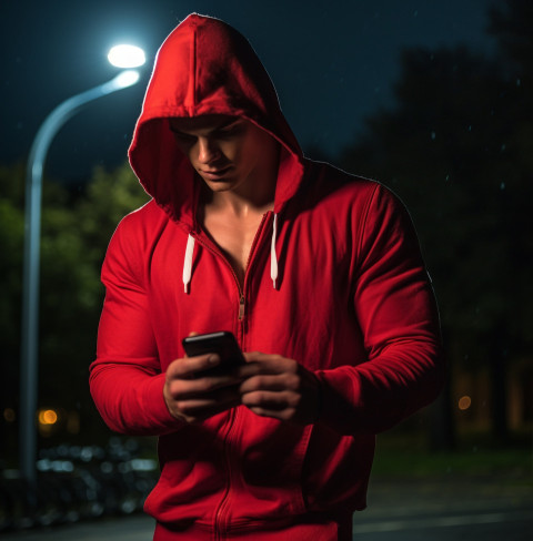 Man in red hoodie doing high intensity interval trainer Man in red hoodie doing high-intensity interval training