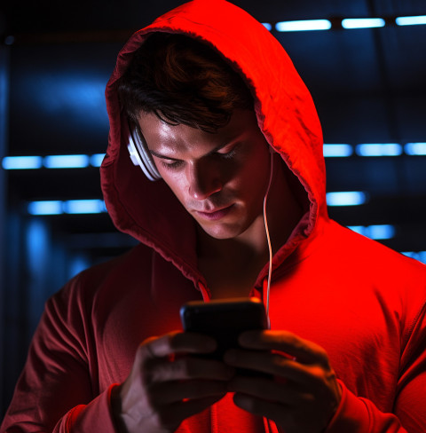 Male Runner in Red Jacket