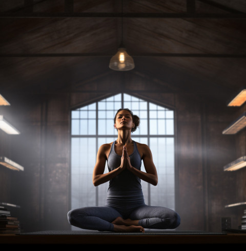 Female yoga in workout clothes