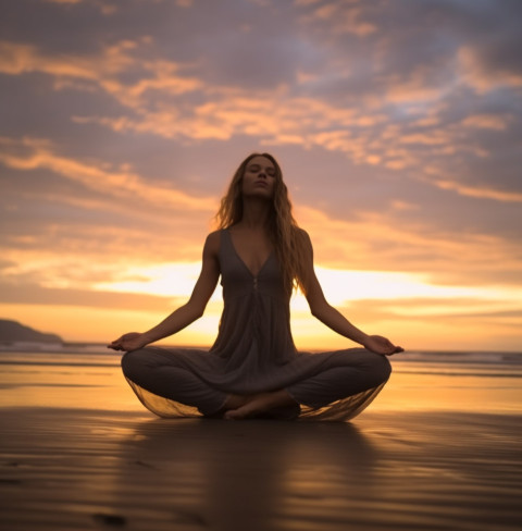 Girl practicing yoga on beach at sunset yoga Girl practicing yoga on beach at sunset yoga