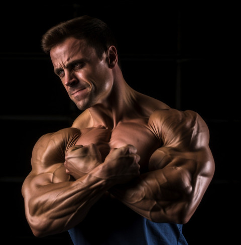 Bodybuilder prepares for competition Bodybuilder prepares for competition