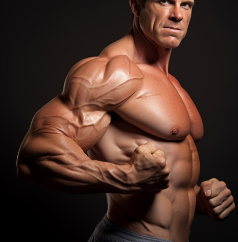 Fitness model poses with toned arms Fitness model poses with toned arms