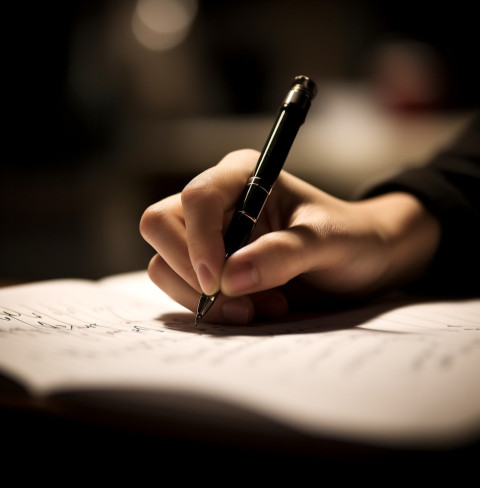 Students hand capturing a thought Students hand capturing a thought
