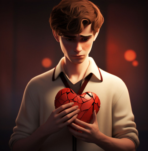 A person holding a broken heart representing the pain of heartbr A person holding a broken heart representing the pain of heartbr