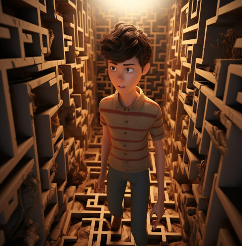 Woman Finding Her Way Through Maze Woman Finding Her Way Through Maze