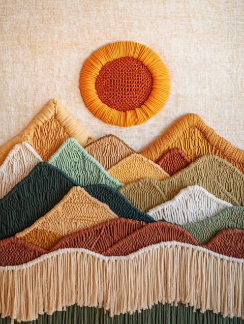 Sun setting behind macrame mountains Sun setting behind macrame mountains