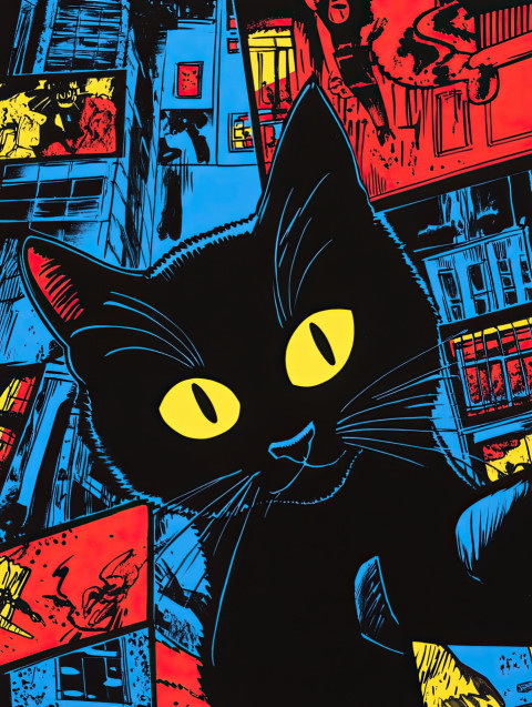 Curious cat on a midnight adventure Curious cat on a midnight adventure