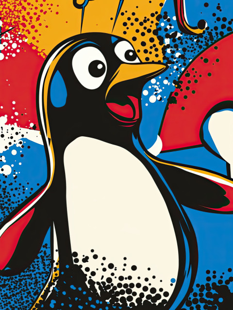 Determined penguin flaps its wings Determined penguin flaps its wings