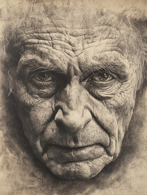 Elderly man with deep wrinkles and wise eyes Elderly man with deep wrinkles and wise eyes