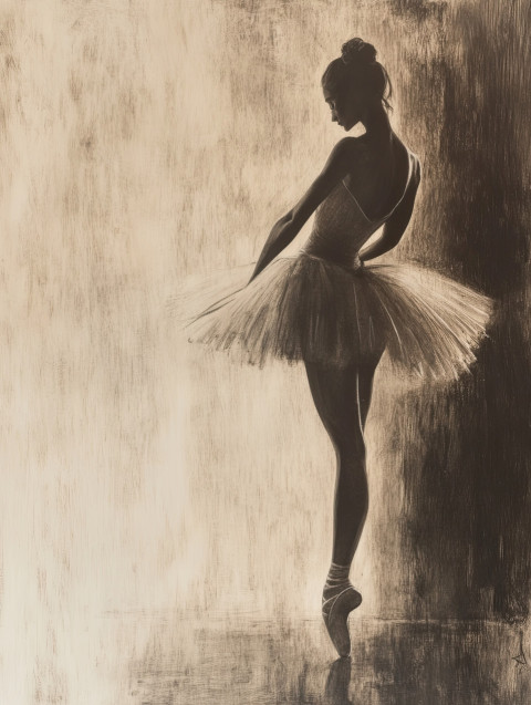 Graceful ballerina frozen mid-pose Graceful ballerina frozen mid-pose