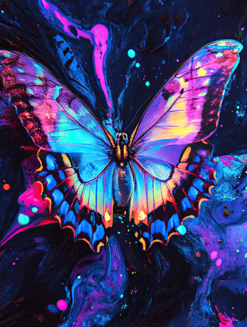 Glowing butterfly with radiant neon wings Glowing butterfly with radiant neon wings