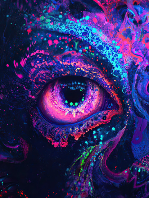 Mystic third eye glowing with radiant neon light Mystic third eye glowing with radiant neon light