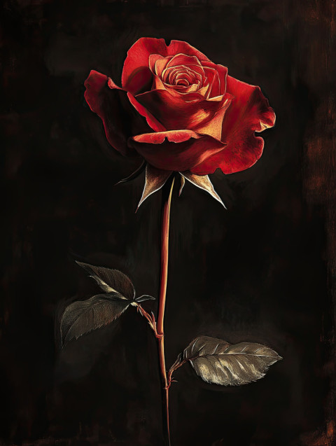A lone rose bathed in dramatic light A lone rose bathed in dramatic light
