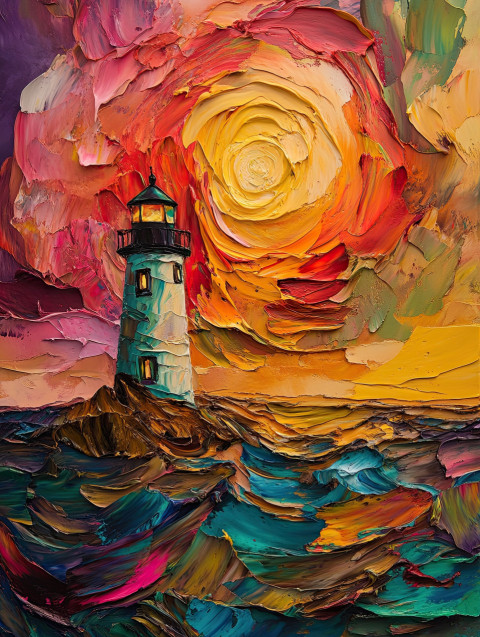 Lonely lighthouse standing tall at dusk Lonely lighthouse standing tall at dusk
