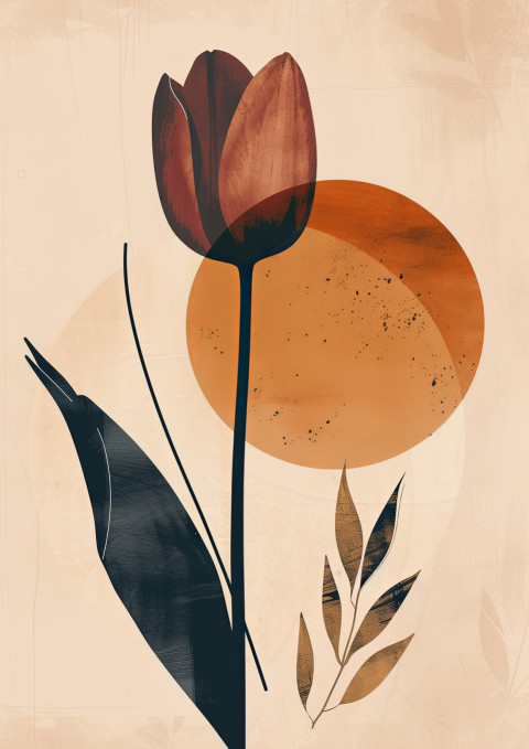 Boho style abstract tulip wall art design captured from a top-down perspective adding a vibrant touch to your space. Boho style abstract tulip wall art design captured from a top-down perspective adding a vibrant touch to your space.