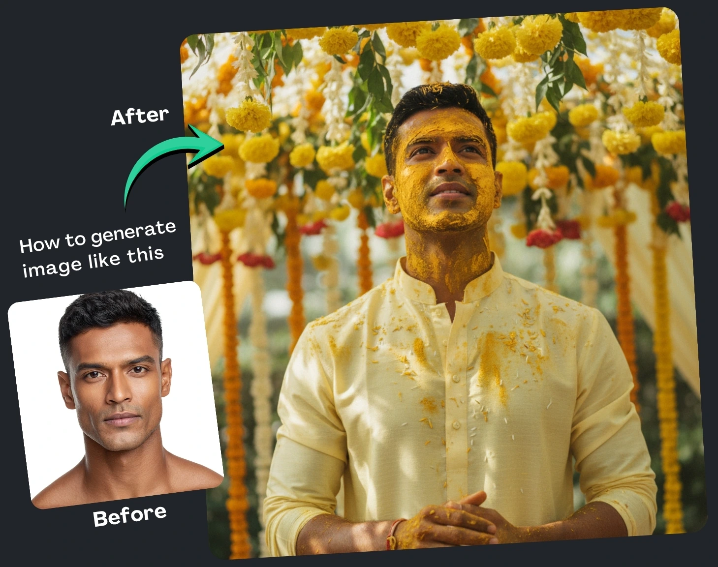 Indian Groom Haldi Photoshoot Prompt by Google Gemini