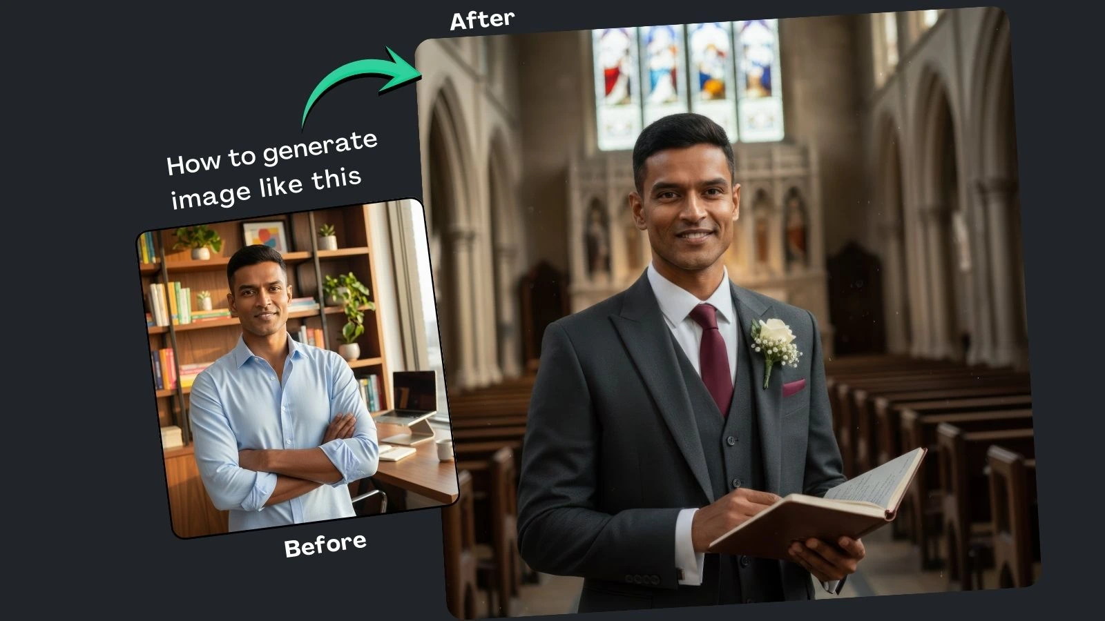 Luxury Chapel Wedding Portrait Prompt with Google Gemini