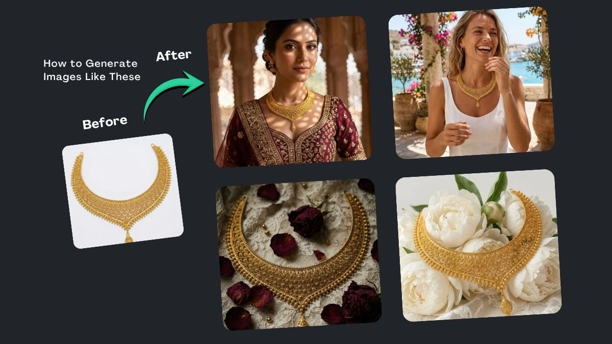 Stunning Gold Necklace Shoots with Gemini Prompts