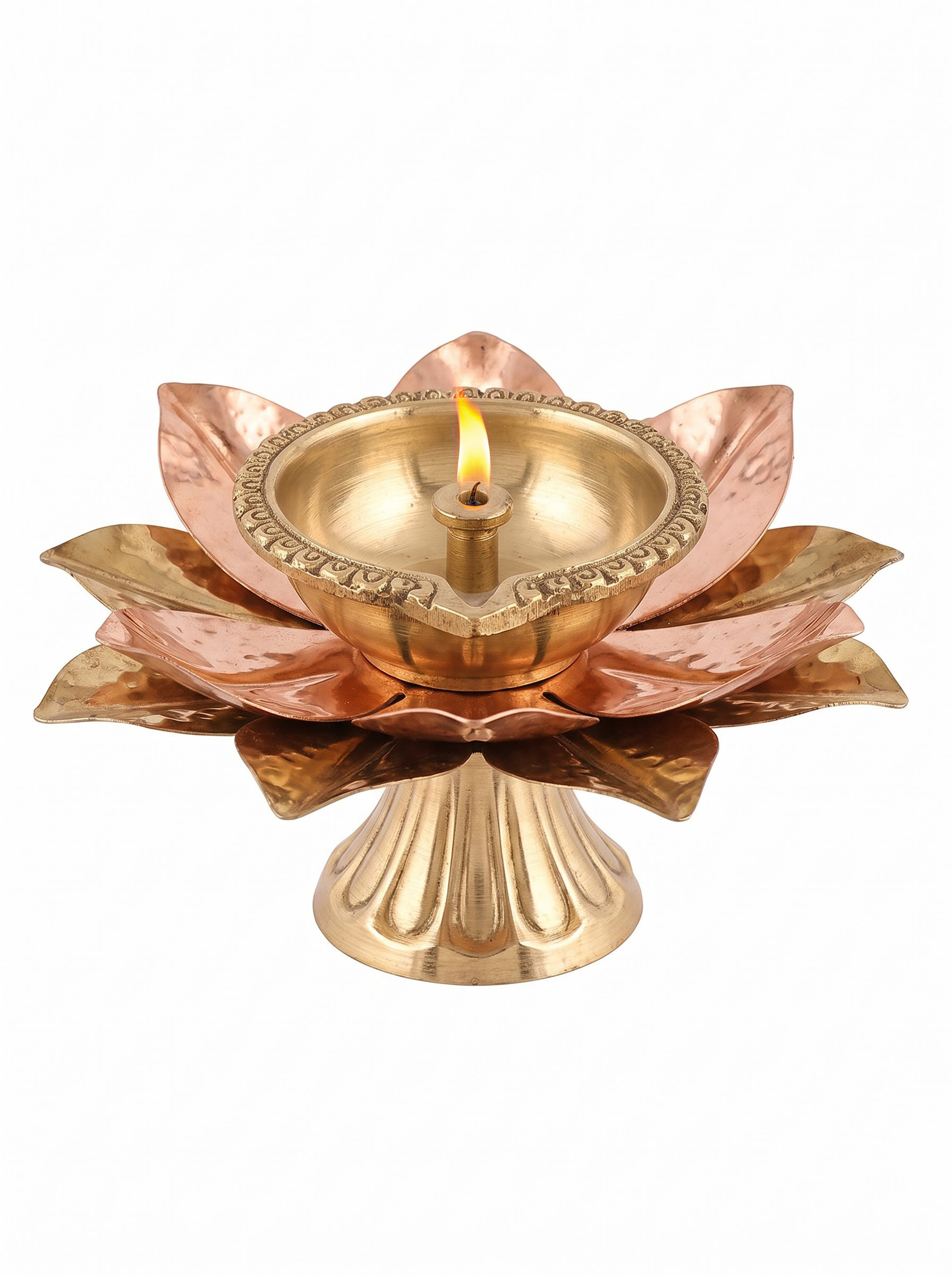 Original raw unedited product image for AI Diwali Diya Photography Prompts | Lotus-Shaped Brass Lamp