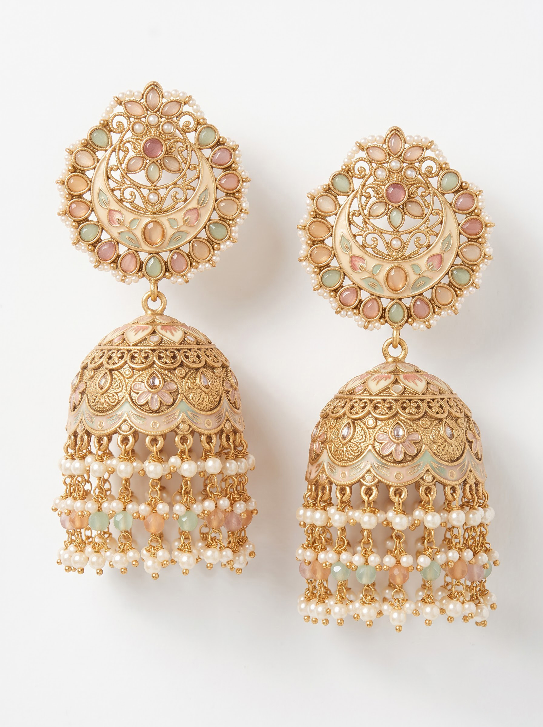 Original raw unedited product image for Heritage Indian Bridal Jhumka Earrings AI Photoshoot Prompts