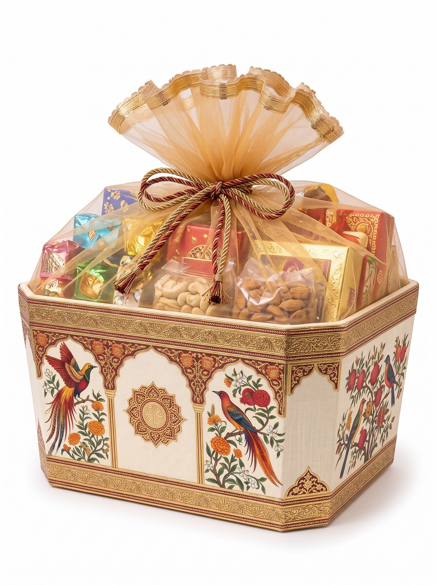 Original raw unedited product image for Festive Indian Gift Hamper Photography Prompts for Luxury Packaging & Sweets