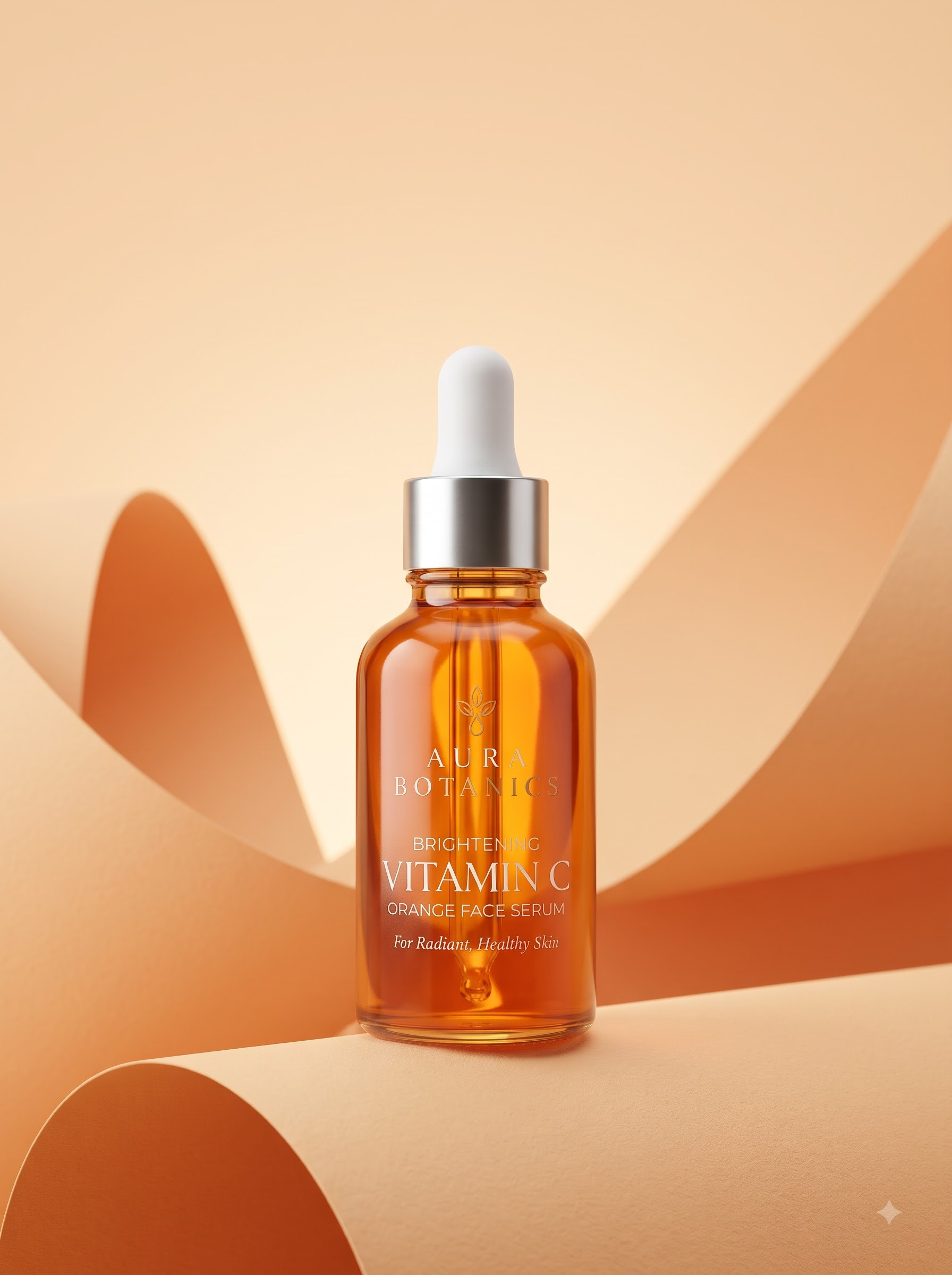 Final transformed commercial visual for Amber Glass Face Serum Studio Prompts for Skincare Product Photography