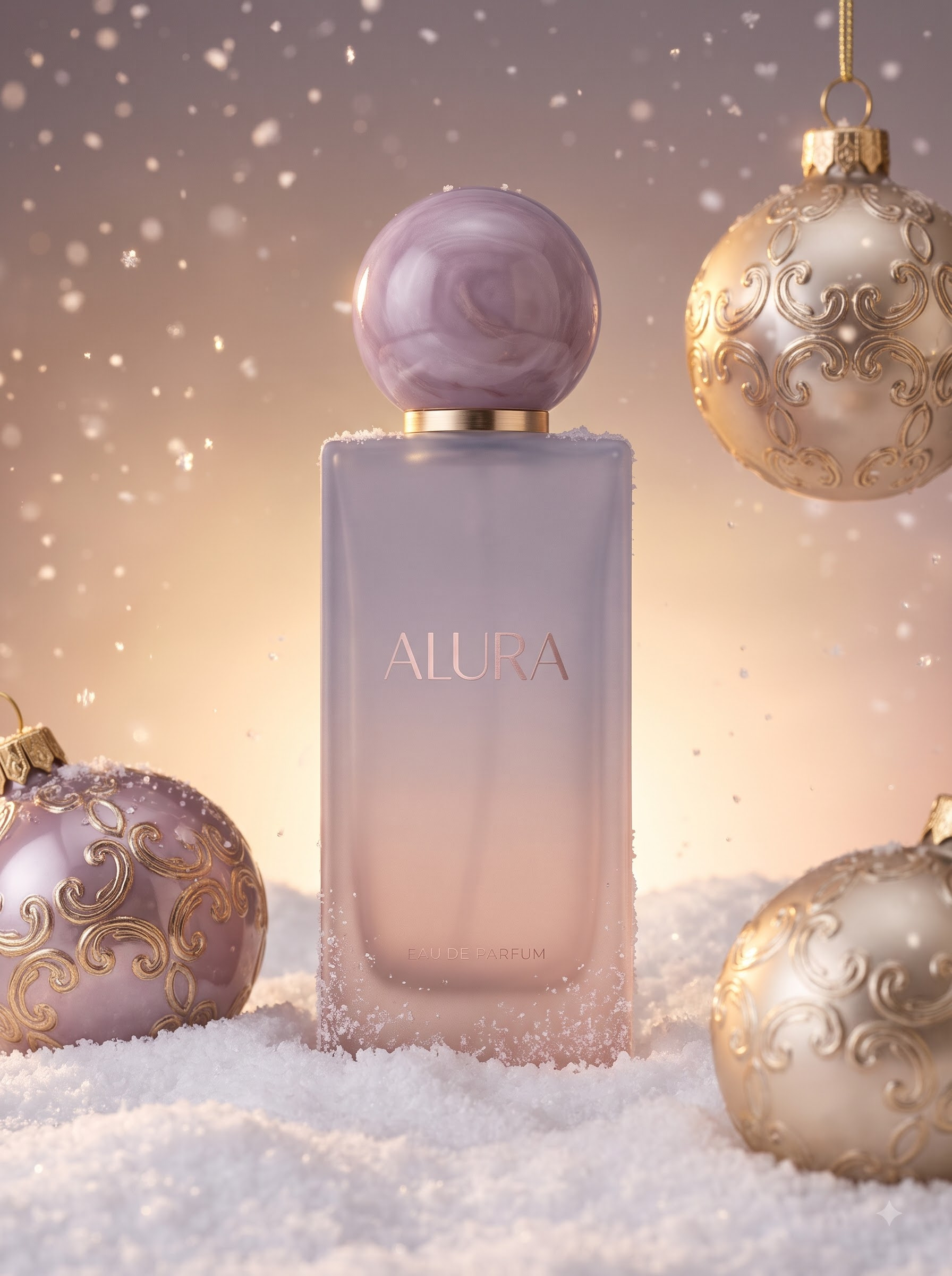 Final transformed commercial visual for AI Christmas Perfume Bottle Photography Prompts & Holiday Studio Packshots